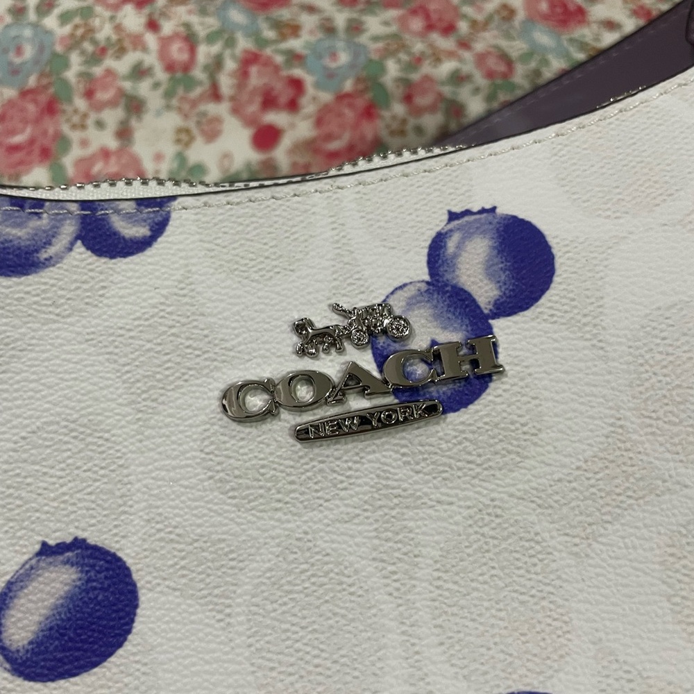Coach White Crossbody Bag with Blue Blueberry Print - Picture 8 of 10